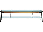 Fratello Rectangular Glass Console Table with Steel and Beech Base