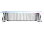 Anapo 122-Inch Rectangular Glass Dining Table with Black Steel Base