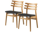 J48 Oak Wood Black Leather Armless Dining Chair