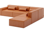 Mix Modular 5-Piece Vegan Cognac Leather Sectional Sofa