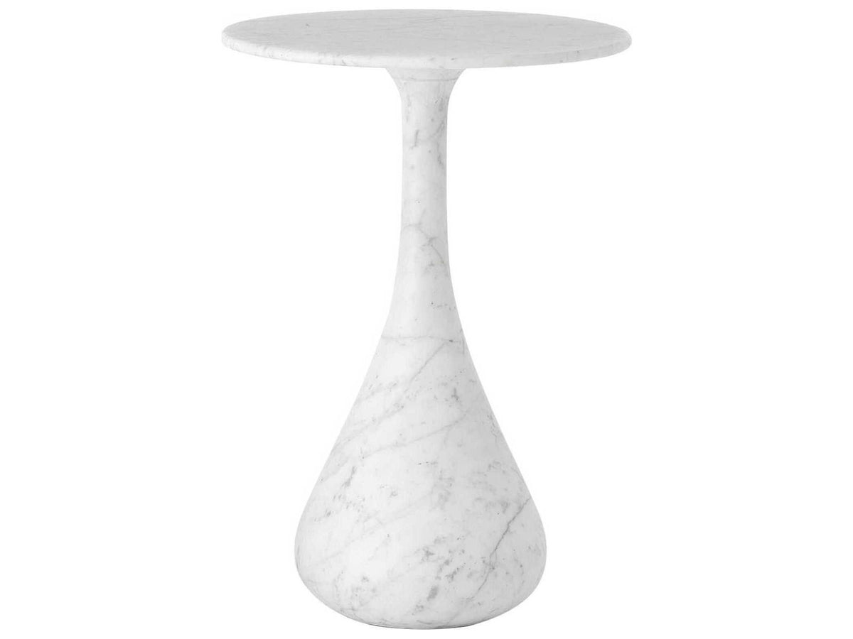 Dea Round Marble Grey White End Table