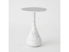 Dea Round Marble Grey White End Table
