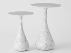 Dea Round Marble Grey White End Table