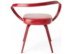 Leather Red Upholstered Arm Dining Chair with Iron Frame