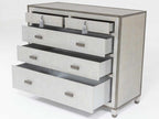 Argento 5-Drawer Chest with Silvered Raffia and Pewter Trim