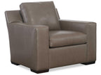 Octavius Upholstered Leather Accent Chair in Fergus Truffle