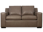 Octavius Fergus Truffle Leather Loveseat with Track Arms