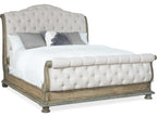 Castella King Tufted Bed in Natural Tan Performance Fabric