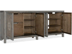 Melange Emmett 84-Inch Oak Wood Media Console with Floral Medallion Doors