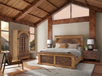 Big Sky Wardrobe Armoire in Vintage Natural Brown with Wood Bar Hardware