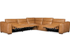 Fresco 5-Piece Power Reclining Leather Sectional in Brown
