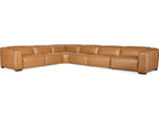 Fresco 6-Seat Power Reclining Leather Sectional in Zen Caramel Brown