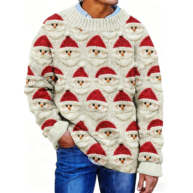Herren Weihnachts Hoodie Rot Weiß Santa Dinosaurier Relief Stickerei Warmer Winter Feiertagspullover