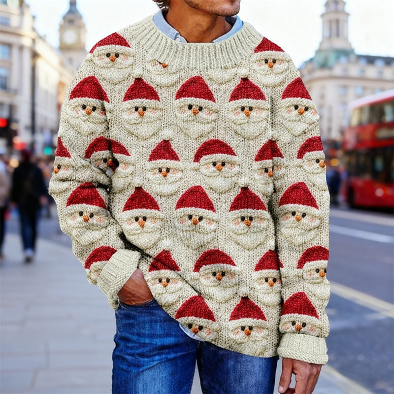 Herren Weihnachts Hoodie Rot Weiß Santa Dinosaurier Relief Stickerei Warmer Winter Feiertagspullover