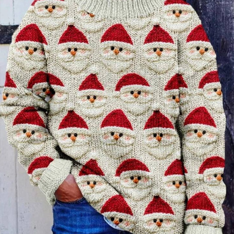 Herren Weihnachts Hoodie Rot Weiß Santa Dinosaurier Relief Stickerei Warmer Winter Feiertagspullover