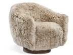 Simone Swivel Beige Leather Accent Chair