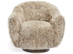 Simone Swivel Beige Leather Accent Chair