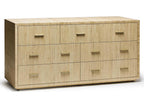Livia 7-Drawers Double Dresser in Natural Sisal and Champagne Silver