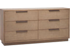 Holmes 6-Drawer Double Dresser Brown Oak with Rattan Fronts