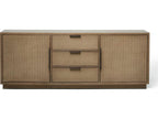 Holmes 84-Inch Oak Wood Sideboard with Rattan Drawer Fronts