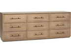 Clement 9-Drawer Natural Mahogany Wood Dresser in Washed Taupe