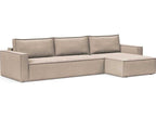 Living Newilla Sectional Sofa Bed with Standard Arms Adario Taupe Fabric