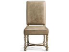 Sagehill Oak Wood Gray Leather Armless Dining Chair