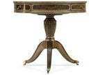 Buckingham Round Leather End Table in Bleached Mahogany