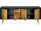 Reform 72-Inch Oak and Brass Credenza Sideboard in Ebonized Finish