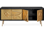 Reform 72-Inch Oak and Brass Credenza Sideboard in Ebonized Finish