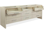 Beachside Nine-Drawer Dresser in Ivory with Glass Top