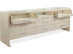 Beachside Nine-Drawer Dresser in Ivory with Glass Top