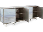 Simpatico 94 Inch 4-Door Sideboard with Carol Benson-Cobb Art Glass Fronts