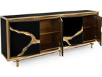 Mark McDowell Revne 94-Inch Beech Wood Credenza Sideboard in Black and Gold