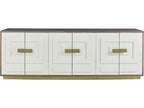 Jasper Six Door Credenza in Walnut Wood and Gloss White
