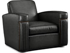 Jacques Leather Swivel Accent Chair in Bark
