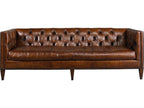 Wright Upholstery Leather Sofa with Tufted Arms and Nailhead Trim