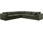 Rue 5-Piece Modular Upholstered Sectional Sofa in Dark Green