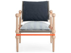 Twain Accent Chair with Leather Arms and Fabric Upholstery
