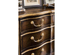 Aria 3-Drawer Mahogany Wood Dresser with Aged Gold Trim
