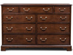 Einfalt 9-Drawer Double Dresser in Brown Mahogany with Brass Handles