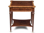 Carter Square End Table in Crotch Mahogany and Brass Accents