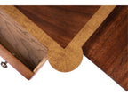 Carter Square End Table in Crotch Mahogany and Brass Accents