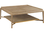 Square Wood Coffee Table with Tier in Washed Oak