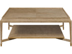 Square Wood Coffee Table with Tier in Washed Oak