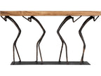 Atlas Rectangle Console Table Natural Chamcha Wood and Black Metal