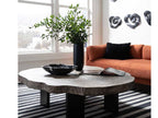 Floating Chamcha Wood Coffee Table in Gray Stone and Black