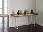 Floating Chamcha Wood Console Table with Acrylic Legs in Natural