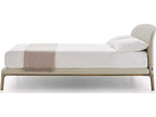 Rada Beige Upholstered King Panel Bed with Glossy Bronze Base