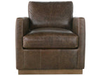 Allie Swivel Brown Leather Accent Chair with Track Arms